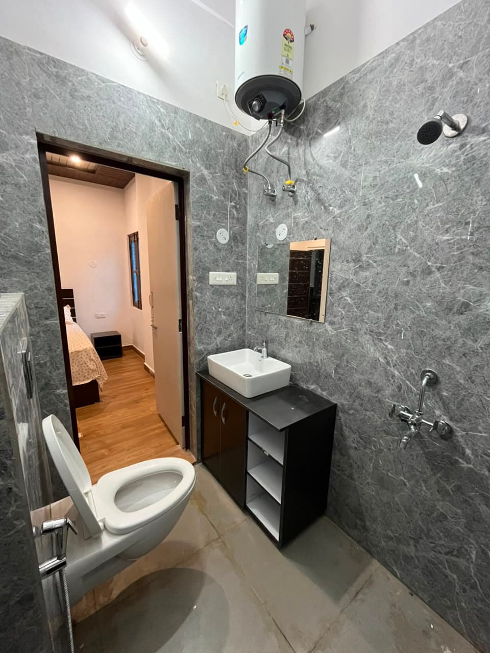 Attached Washroom with Marble Finish